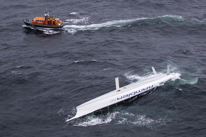 George David’s Rambler 100 capsizes in the Celtic Sea - Rolex Fastnet Race 2011 ©  Rolex / Carlo Borlenghi http://www.carloborlenghi.net